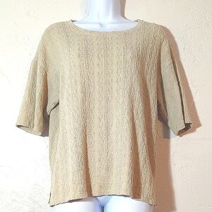 Le Lis Womens Cream Embroidered Boxy Short Sleeve Boho Indie Basic Medium TShirt